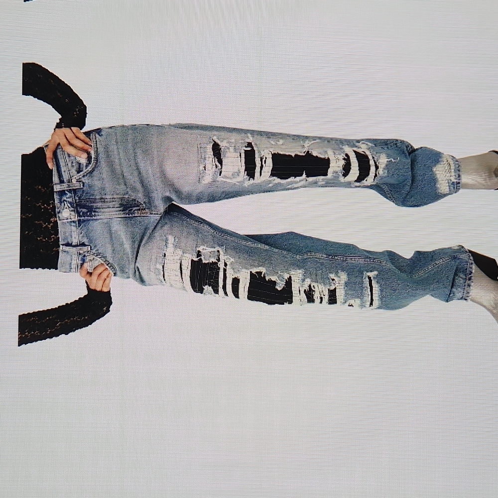 Free People - Destroyed Straight Leg Jeans